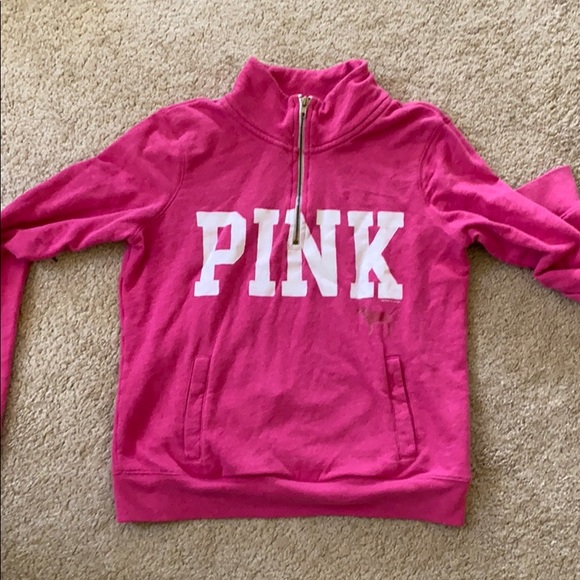 PINK Victoria's Secret Tops - Pink vs dog zip up sweatshirt dig zipup pink half